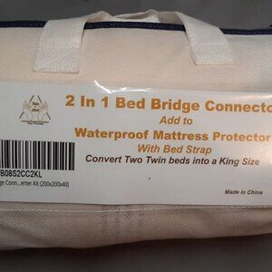 2 in 1 Mattress Protector Waterproof Bed Bridge Connector Twin to King Converter